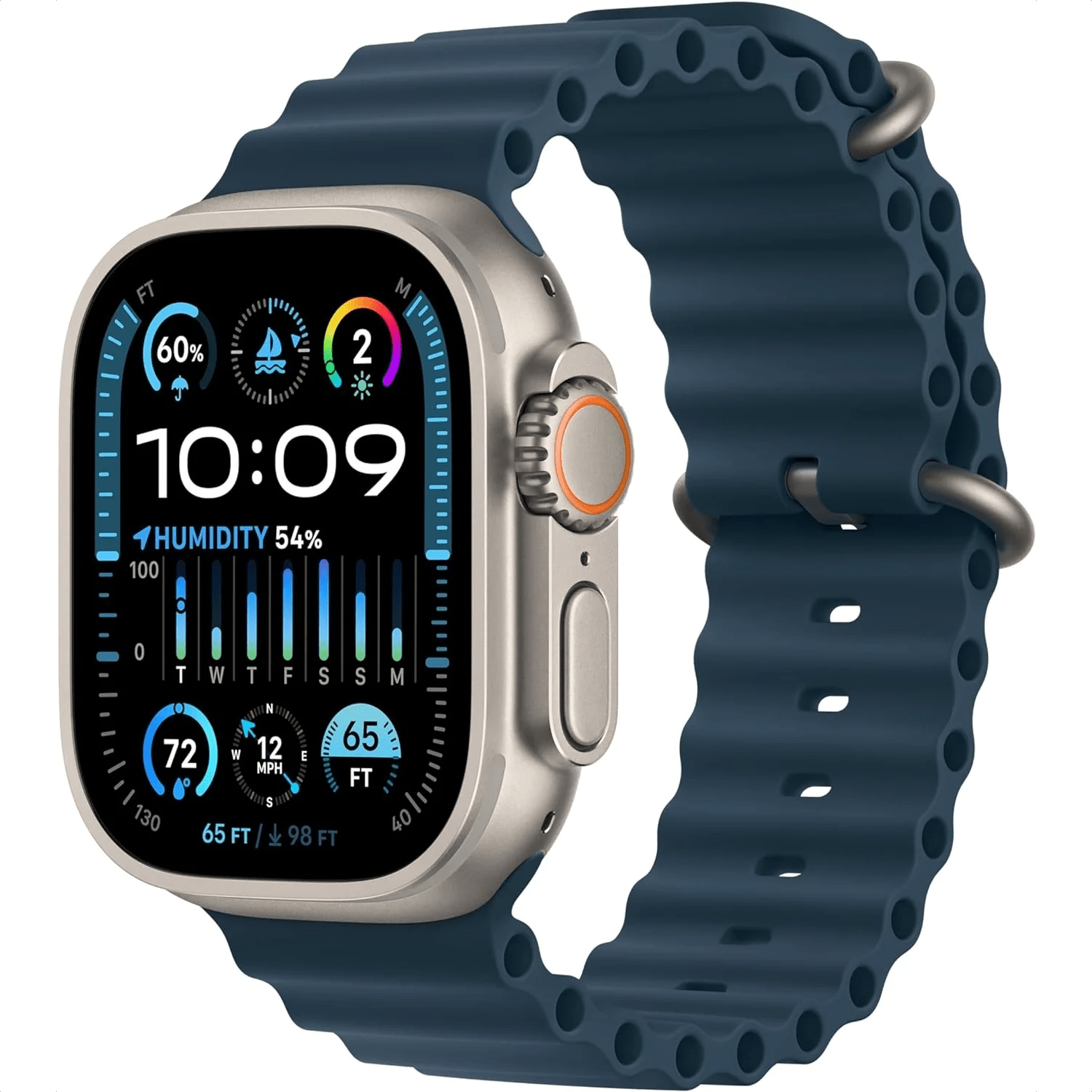 Apple Watch Ultra 2 titane 49 mm avec bracelet Blue Ocean Band
