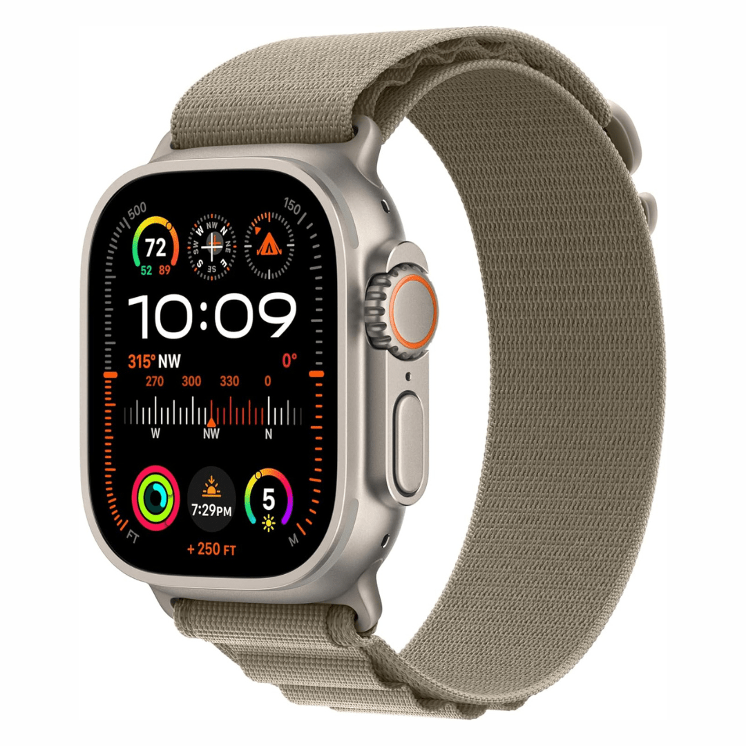 Apple Watch Ultra 2 titane 49 mm avec bracelet Olive Alpine Loop