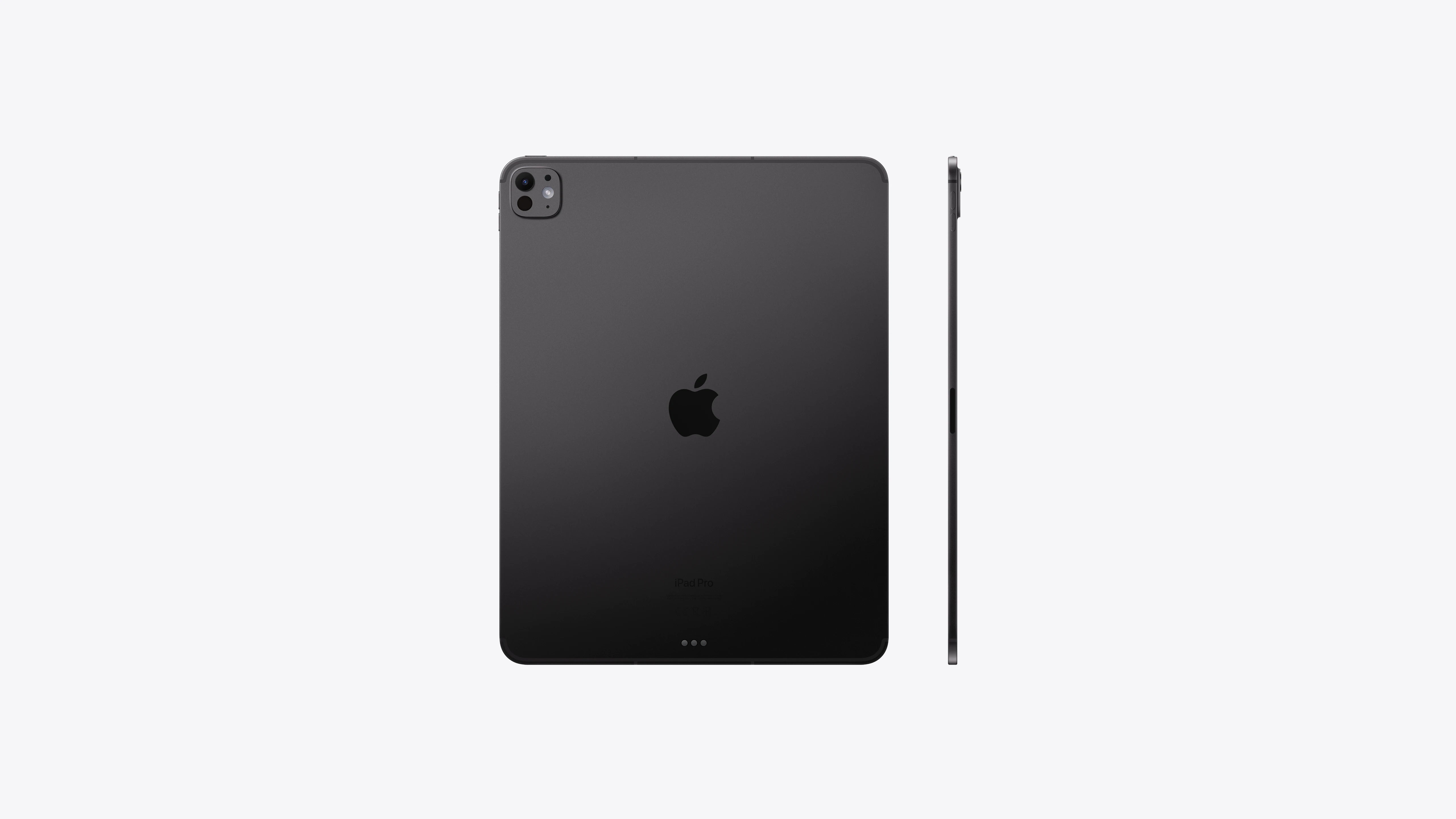 iPad Pro 13 pouces M4 Noir sidéral vue arrière et profil