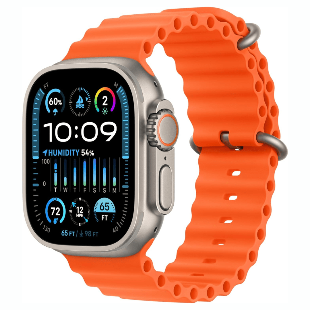 Apple Watch Ultra 2 titane 49 mm avec bracelet Orange Ocean Band