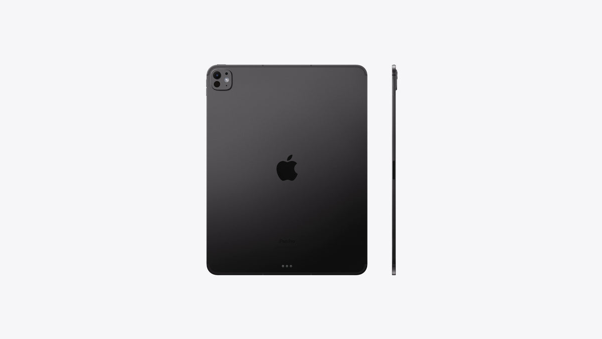 iPad Pro 13 pouces M4 Noir sidéral vue arrière et profil